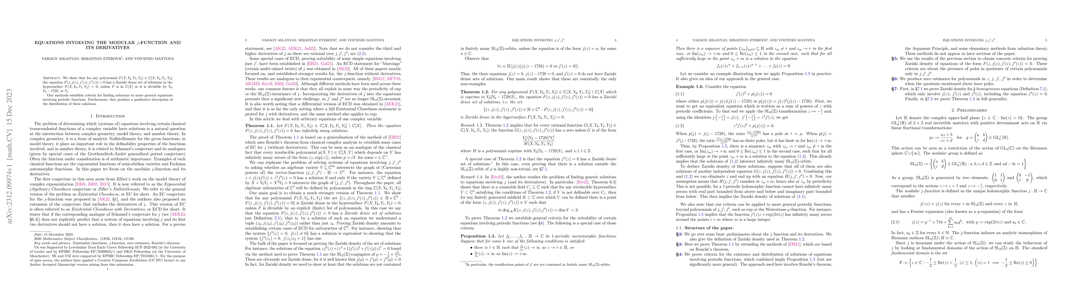 Thumbnail for Equations involving the modular $j$-function and its derivatives