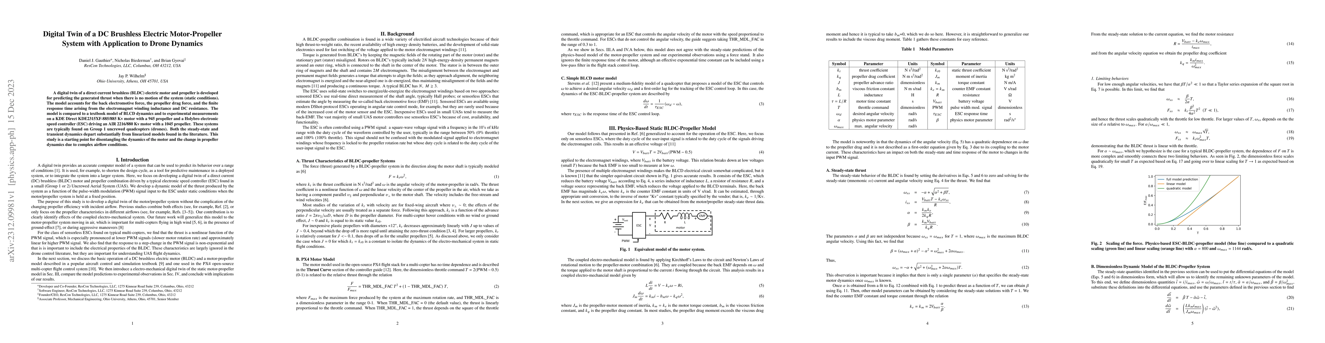 Thumbnail for Digital Twin of a DC Brushless Electric Motor-Propeller System with
  Application to Drone Dynamics