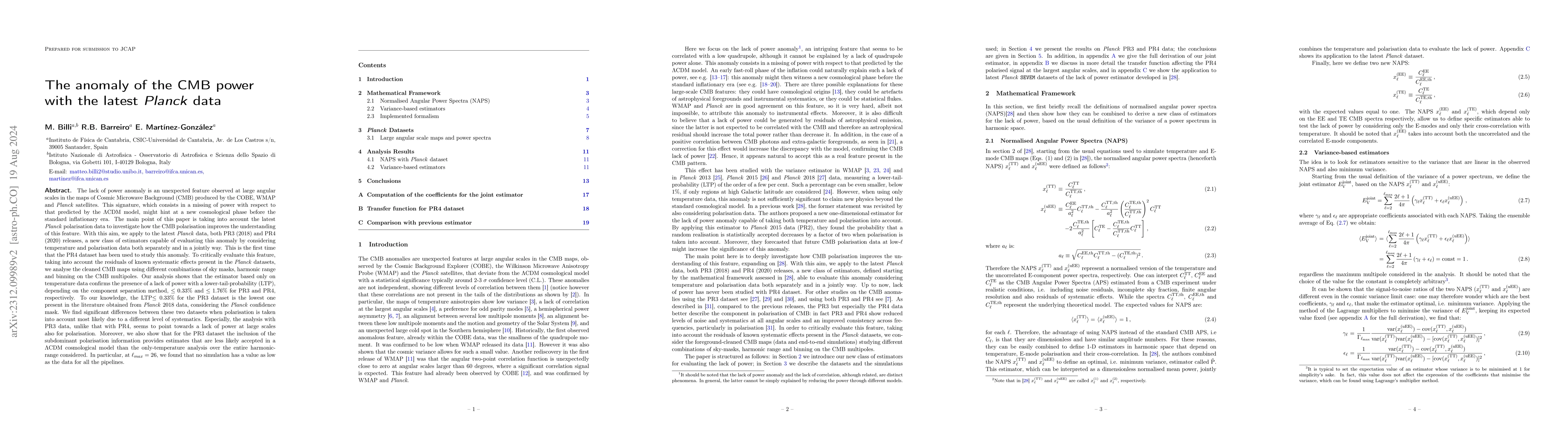 Thumbnail for The anomaly of the CMB power with the latest Planck data