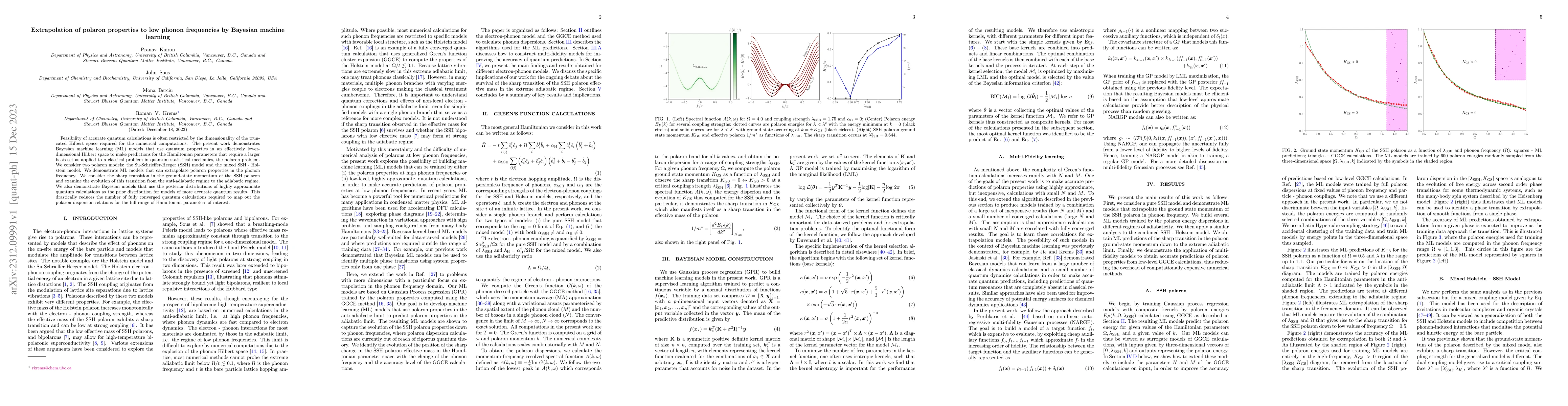 Thumbnail for Extrapolation of polaron properties to low phonon frequencies by
  Bayesian machine learning