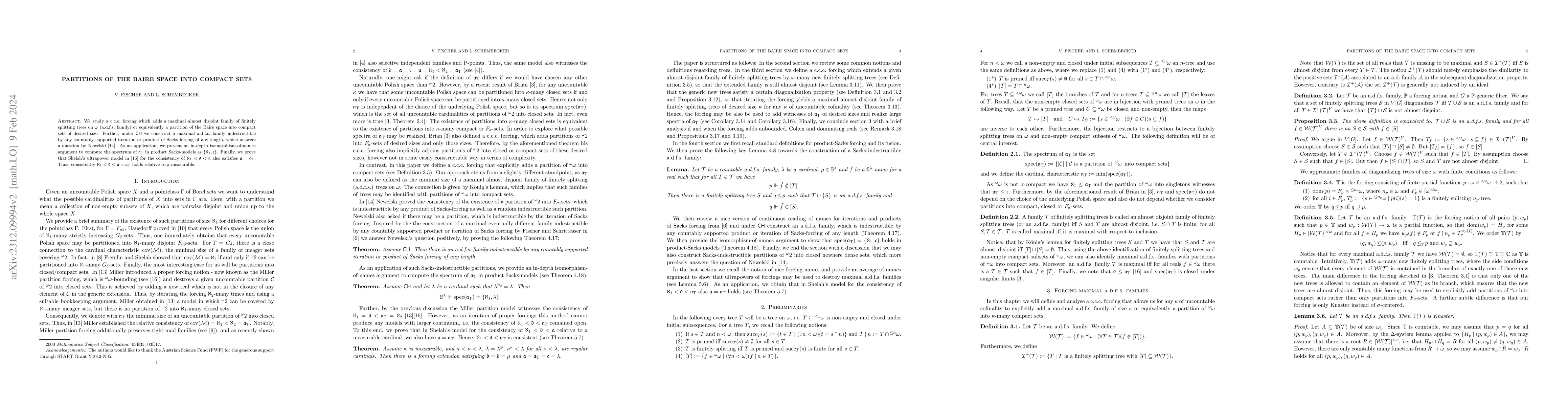 Thumbnail for Partitions of Baire space into compact sets
