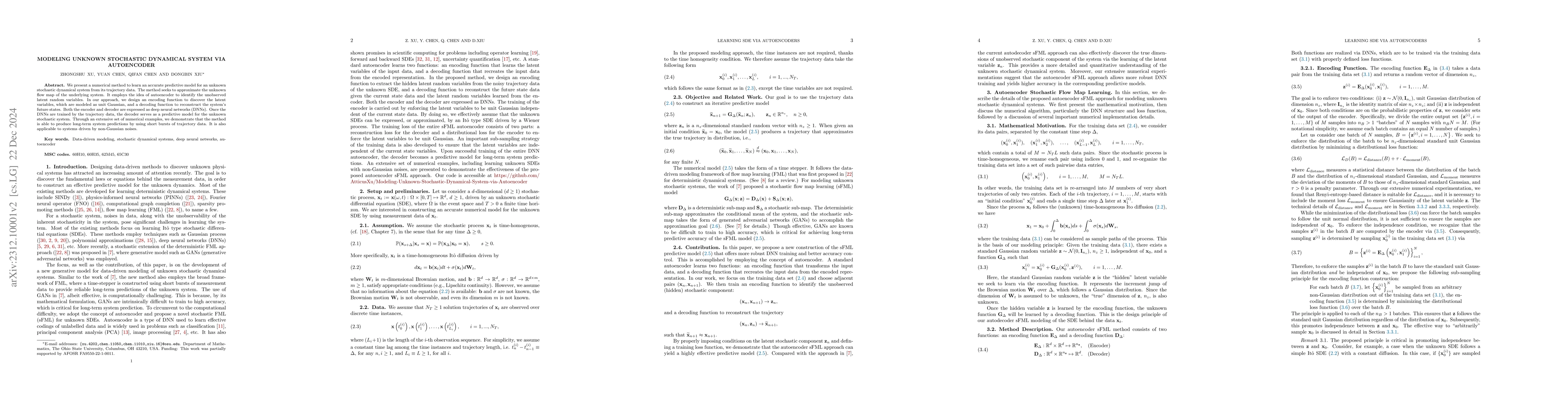 Thumbnail for Modeling Unknown Stochastic Dynamical System via Autoencoder