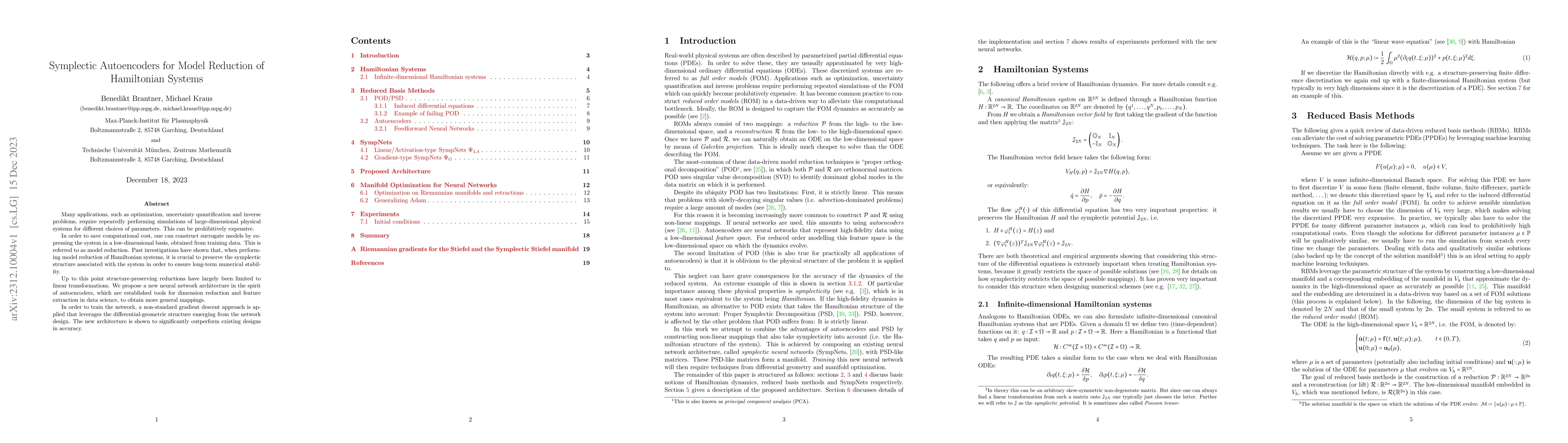 Thumbnail for Symplectic Autoencoders for Model Reduction of Hamiltonian Systems