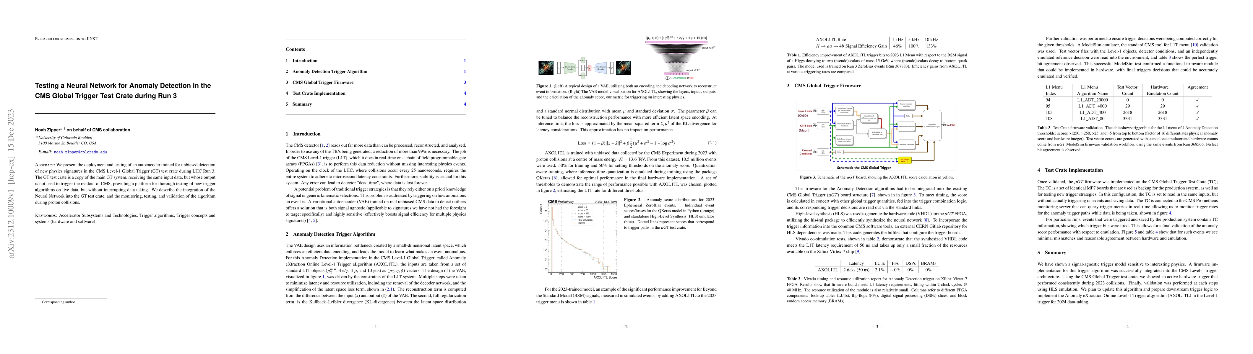 Thumbnail for Testing a Neural Network for Anomaly Detection in the CMS Global Trigger
  Test Crate during Run 3