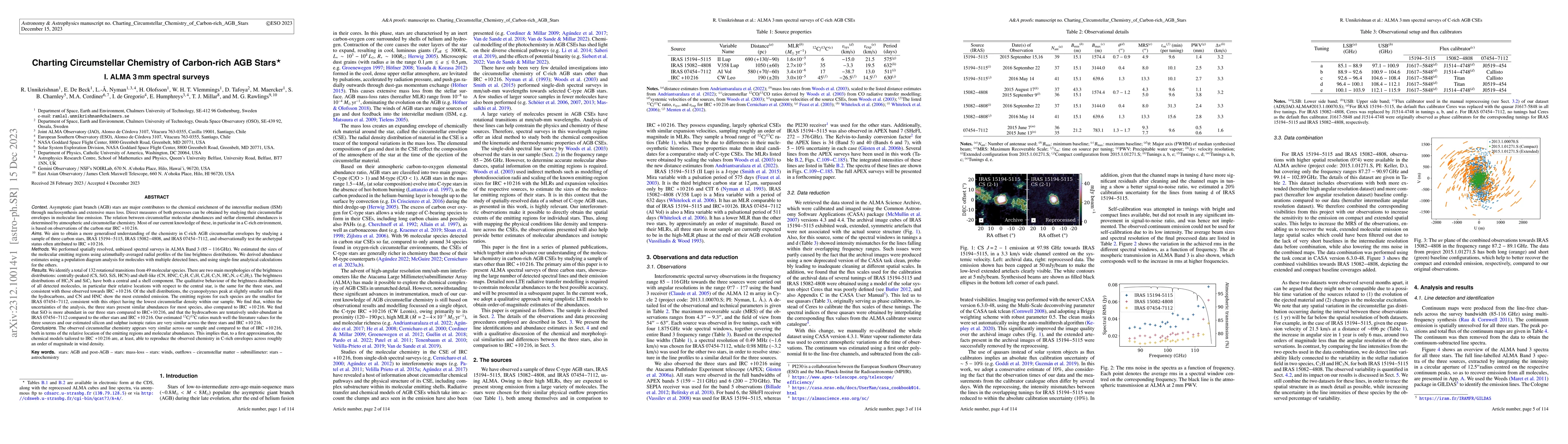 Thumbnail for Charting Circumstellar Chemistry of Carbon-rich AGB Stars: I. ALMA 3 mm
  spectral surveys