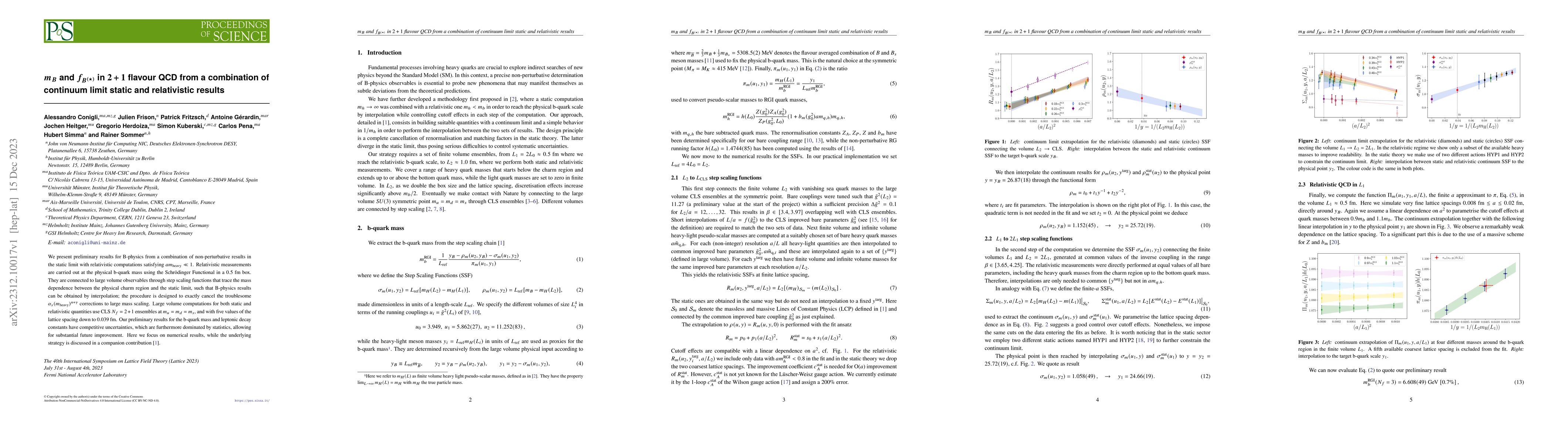 Thumbnail for $m_B$ and $f_{B^{(\star)}}$ in $2+1$ flavour QCD from a combination of
  continuum limit static and relativistic results