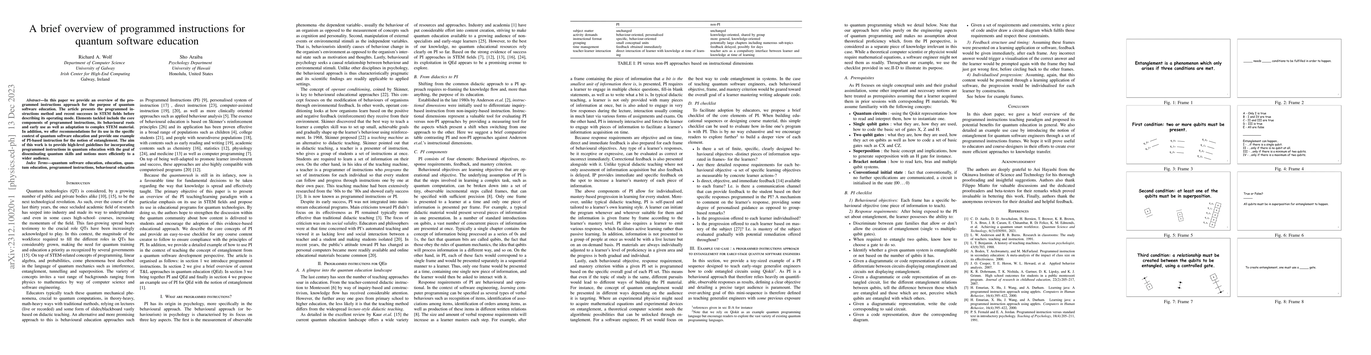 Thumbnail for A brief overview of programmed instructions for quantum software
  education