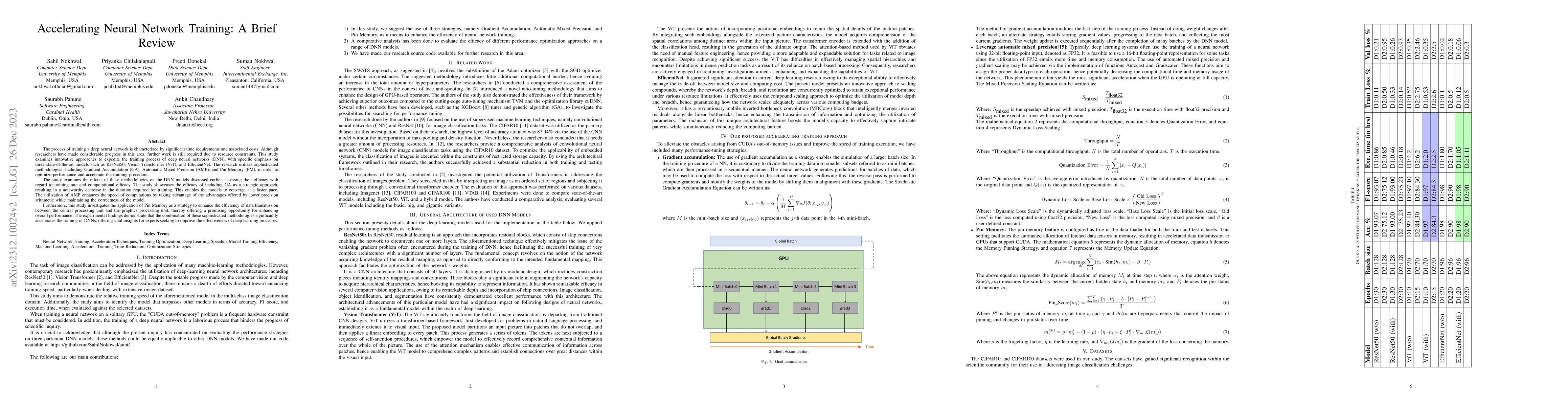 Thumbnail for Accelerating Neural Network Training: A Brief Review