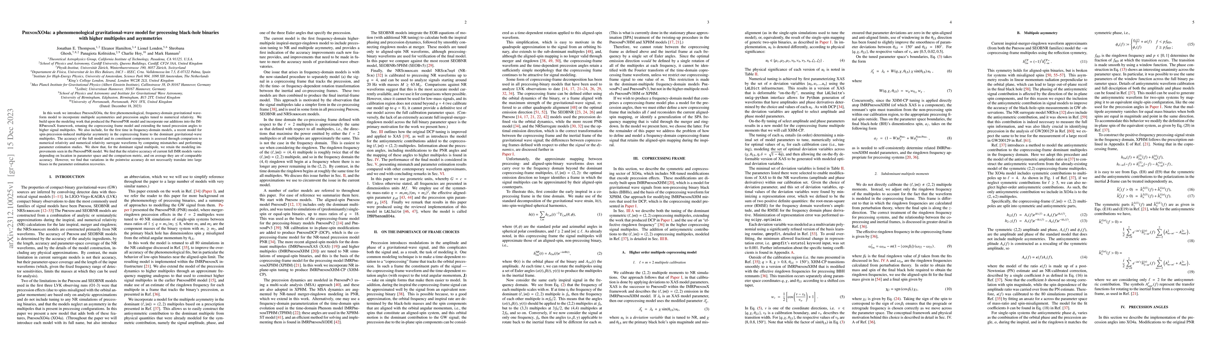 Thumbnail for PhenomXO4a: a phenomenological gravitational-wave model for precessing
  black-hole binaries with higher multipoles and asymmetries