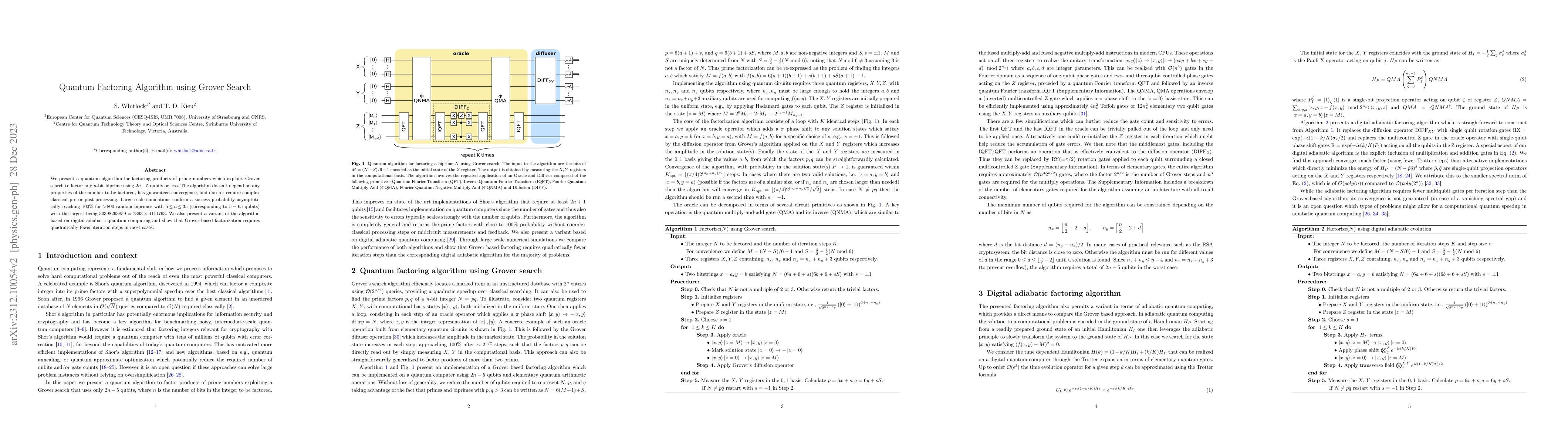 Thumbnail for Quantum Factoring Algorithm using Grover Search