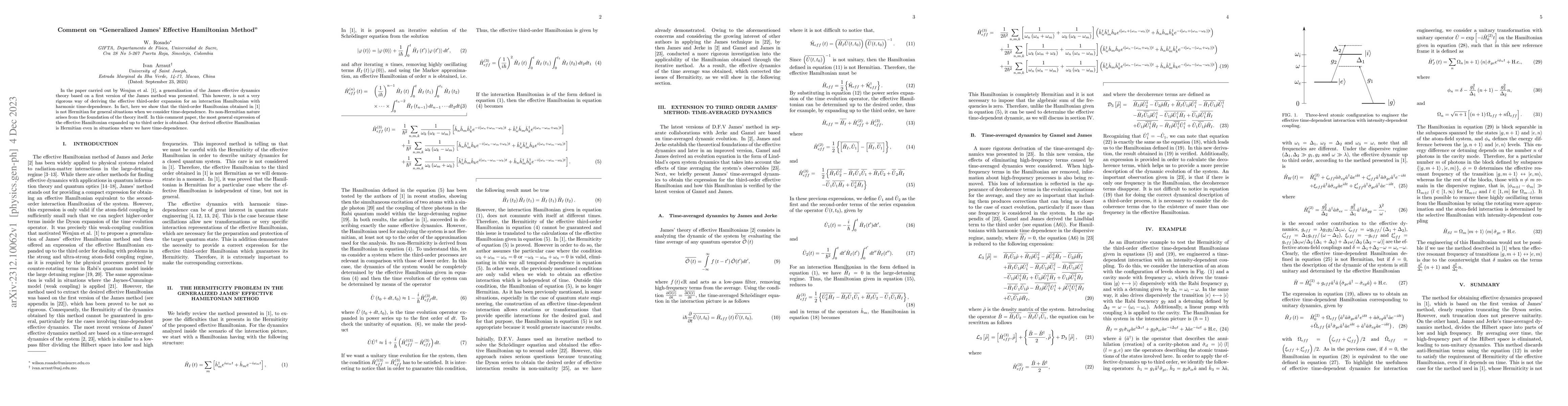 Thumbnail for Comment on "Generalized James' Effective Hamiltonian Method"