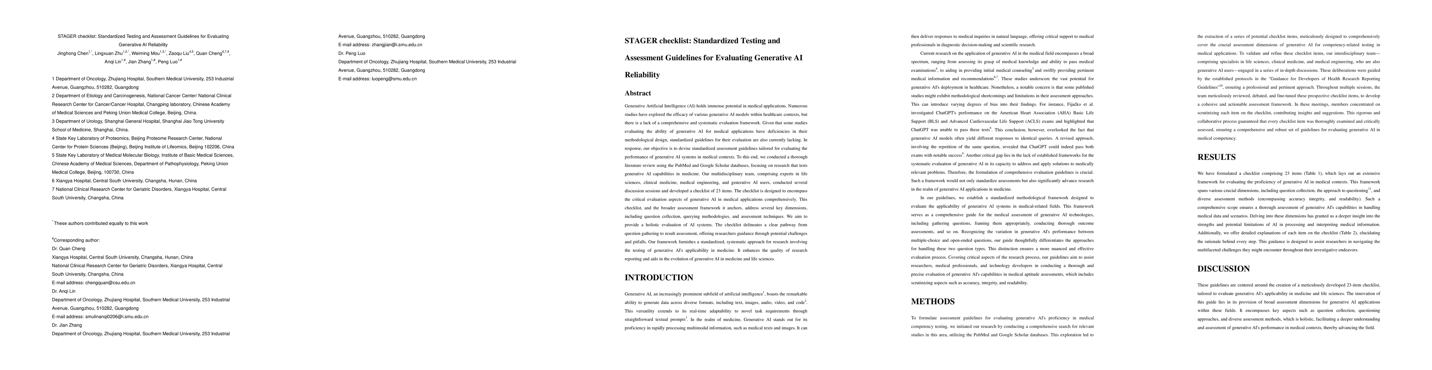 Thumbnail for STAGER checklist: Standardized Testing and Assessment Guidelines for
  Evaluating Generative AI Reliability