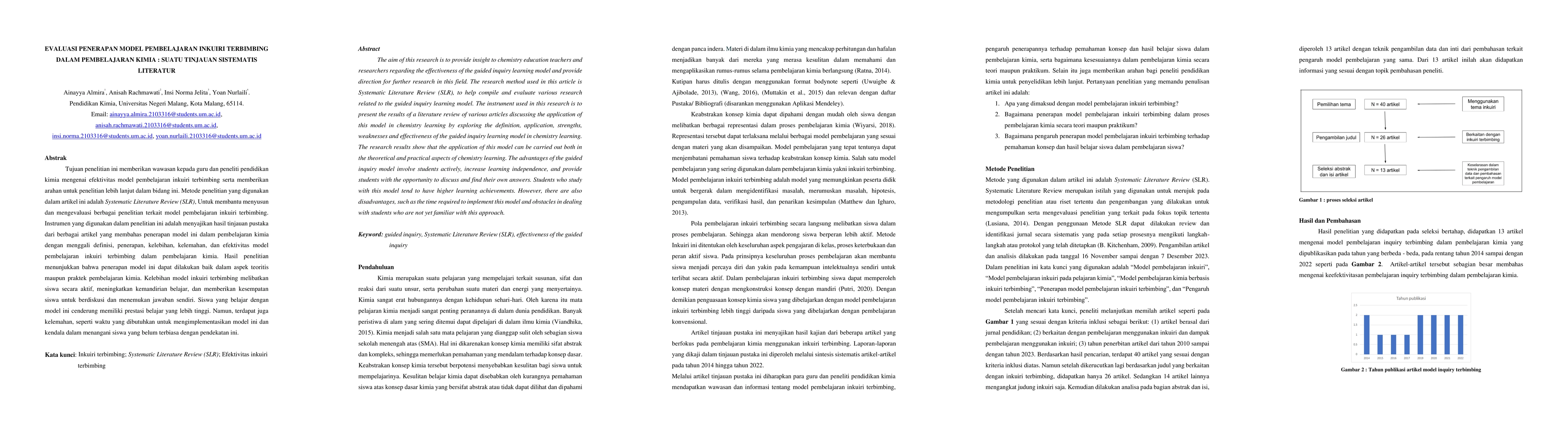 Thumbnail for Evaluasi penerapan model pembelajaran inkuiri terbimbing dalam
  pembelajaran kimia : Suatu tinjauan sistematis literatur