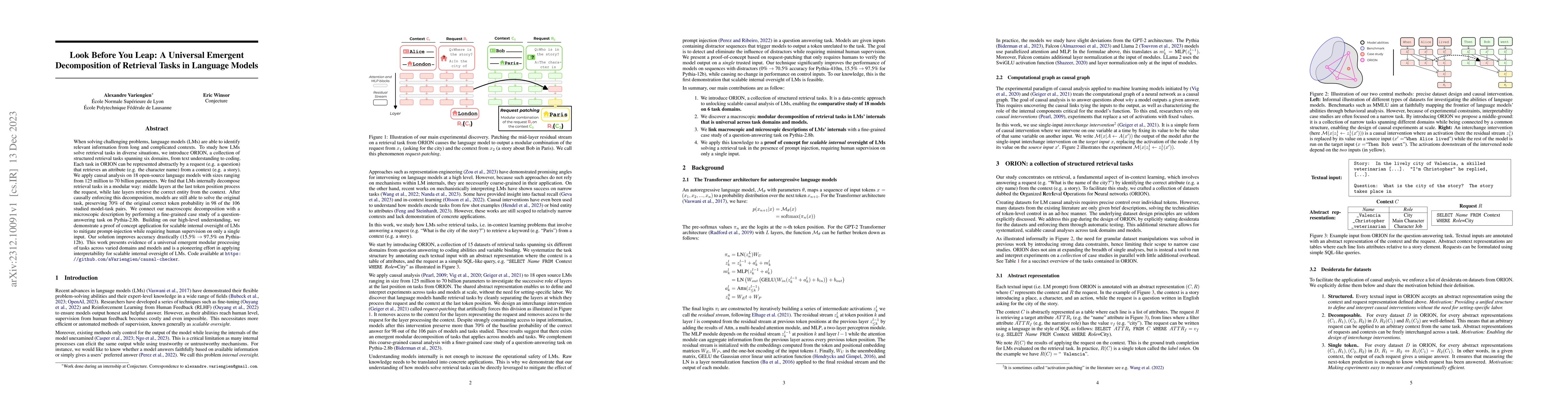 Thumbnail for Look Before You Leap: A Universal Emergent Decomposition of Retrieval
  Tasks in Language Models