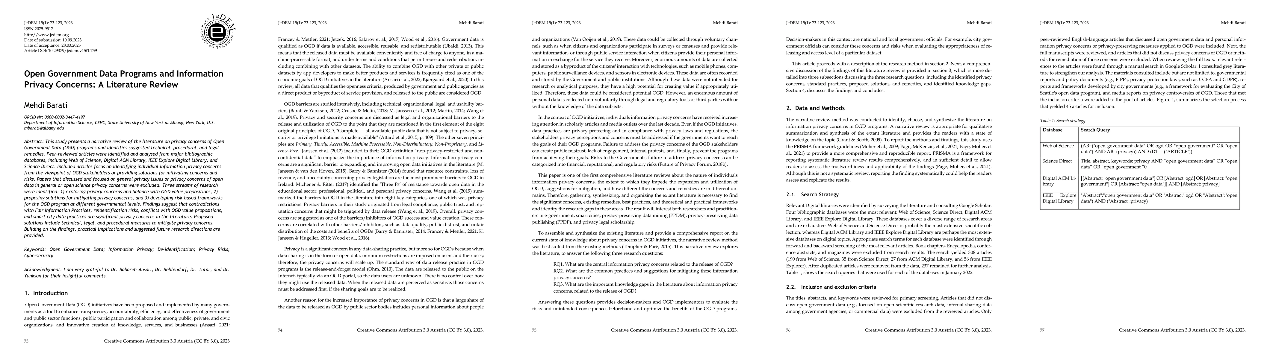 Thumbnail for Open Government Data Programs and Information Privacy Concerns: A
  Literature Review