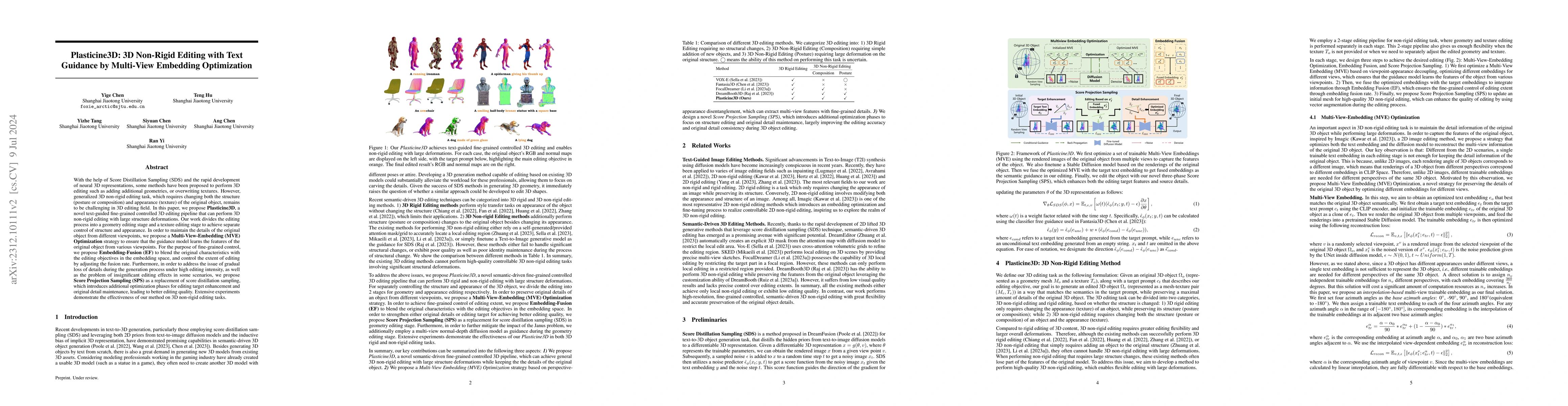 Thumbnail for Plasticine3D: 3D Non-Rigid Editing with Text Guidance by Multi-View
  Embedding Optimization