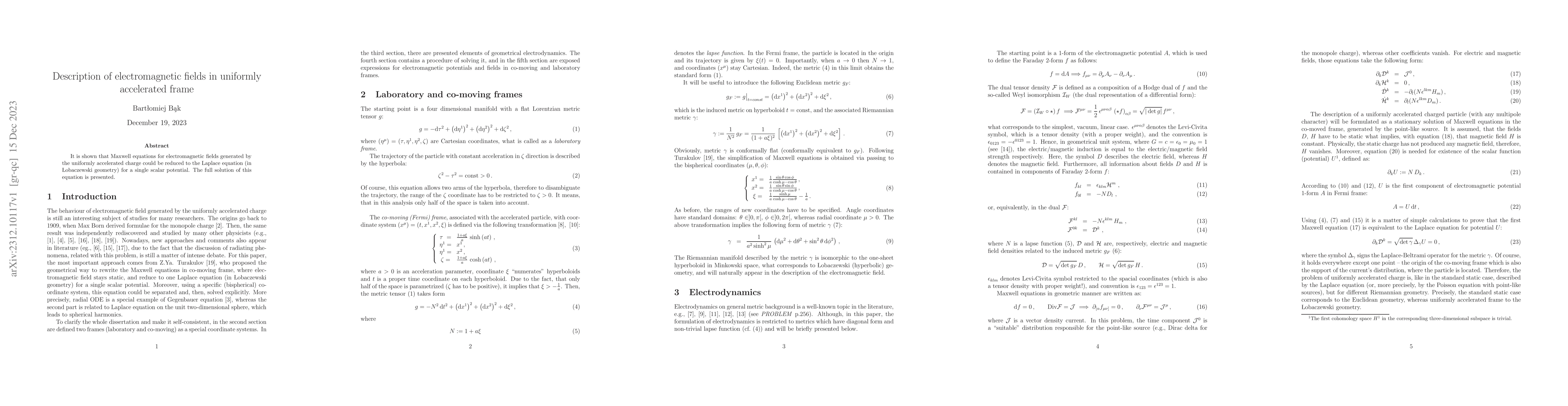 Thumbnail for Description of electromagnetic fields in uniformly accelerated frame