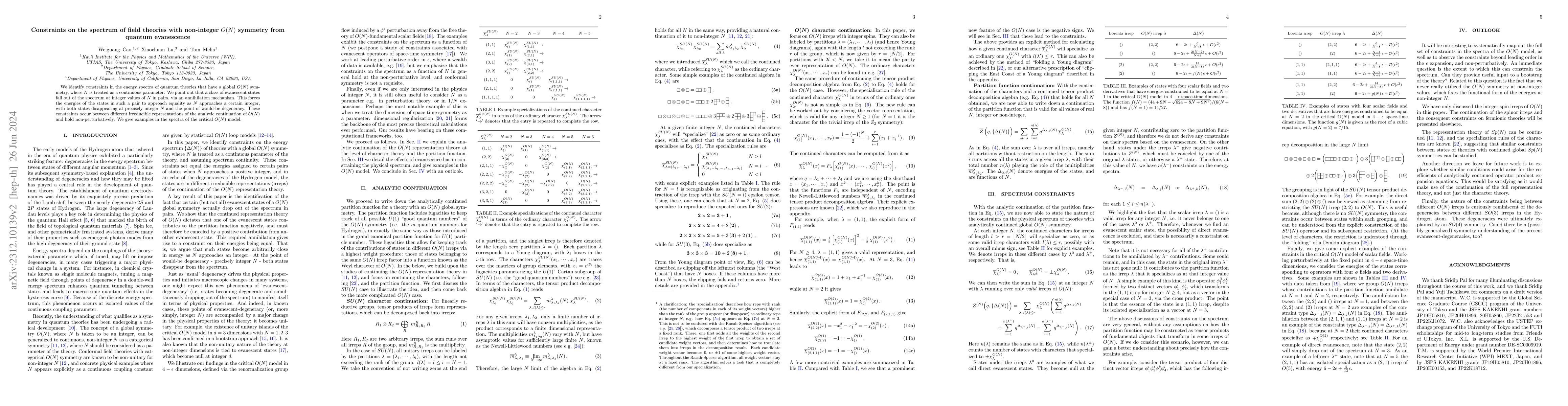 Thumbnail for Constraints on the spectrum of field theories with non-integer $O(N)$
  symmetry from quantum evanescence