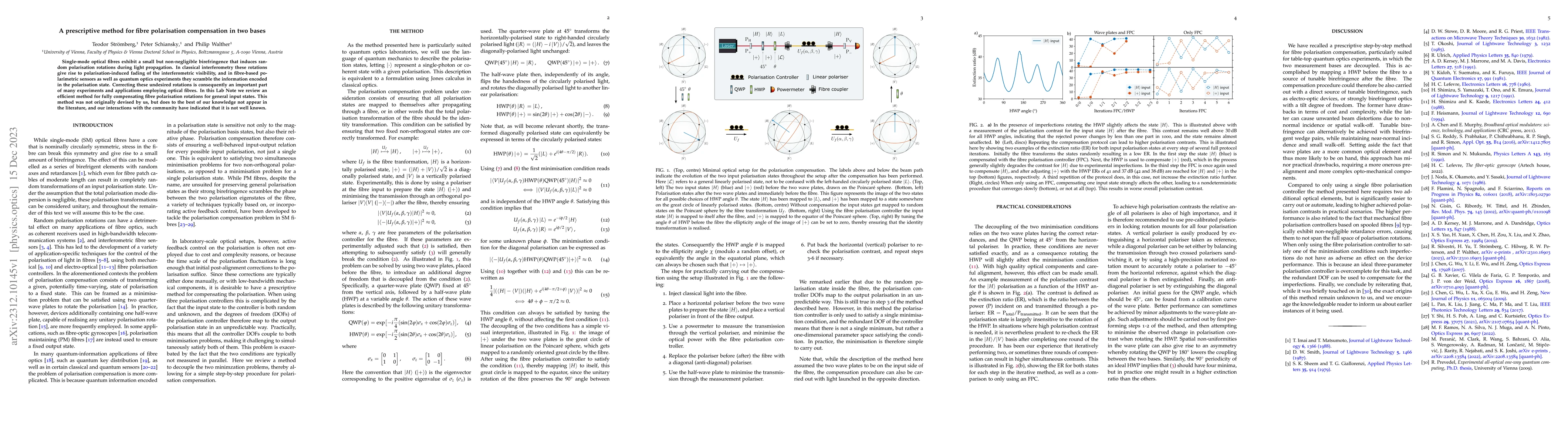 Thumbnail for A prescriptive method for fibre polarisation compensation in two bases