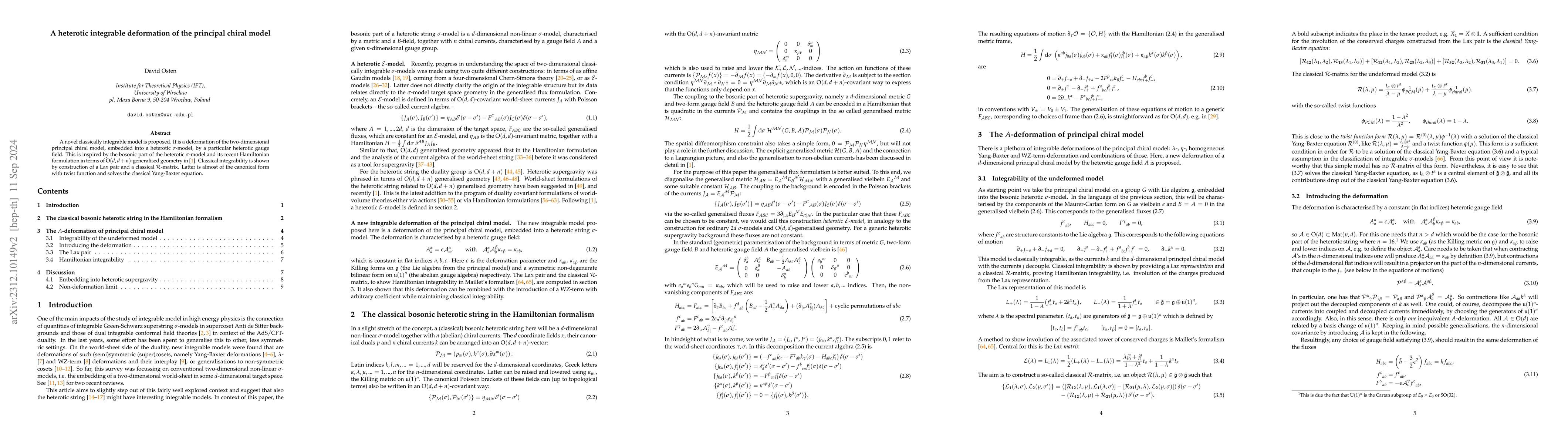Thumbnail for A heterotic integrable deformation of the principal chiral model