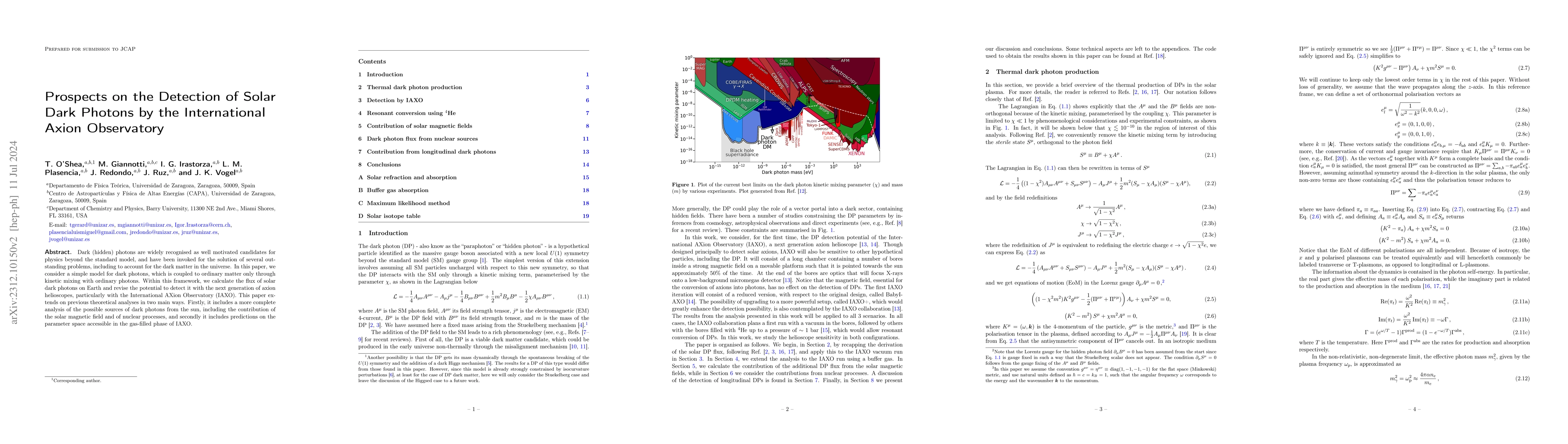 Thumbnail for Prospects on the Detection of Solar Dark Photons by the International
  Axion Observatory