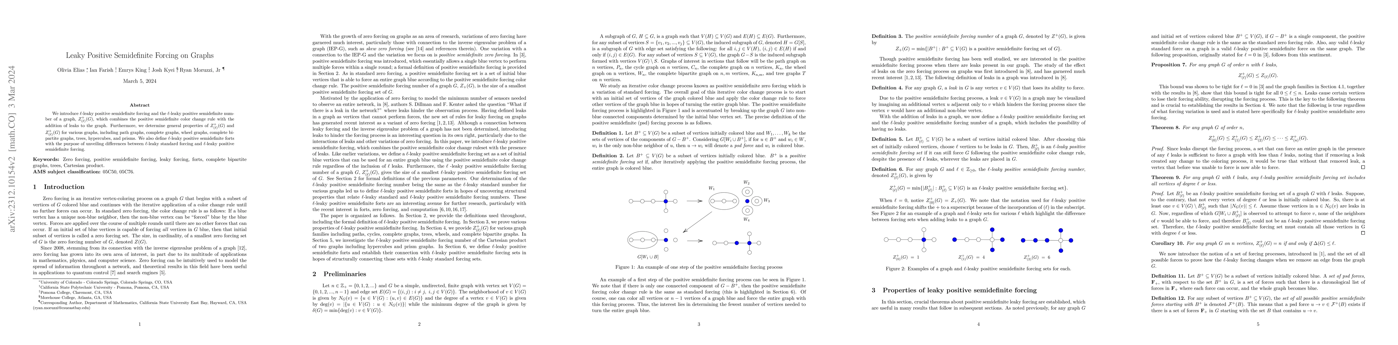 Thumbnail for Leaky Positive Semidefinite Forcing on Graphs