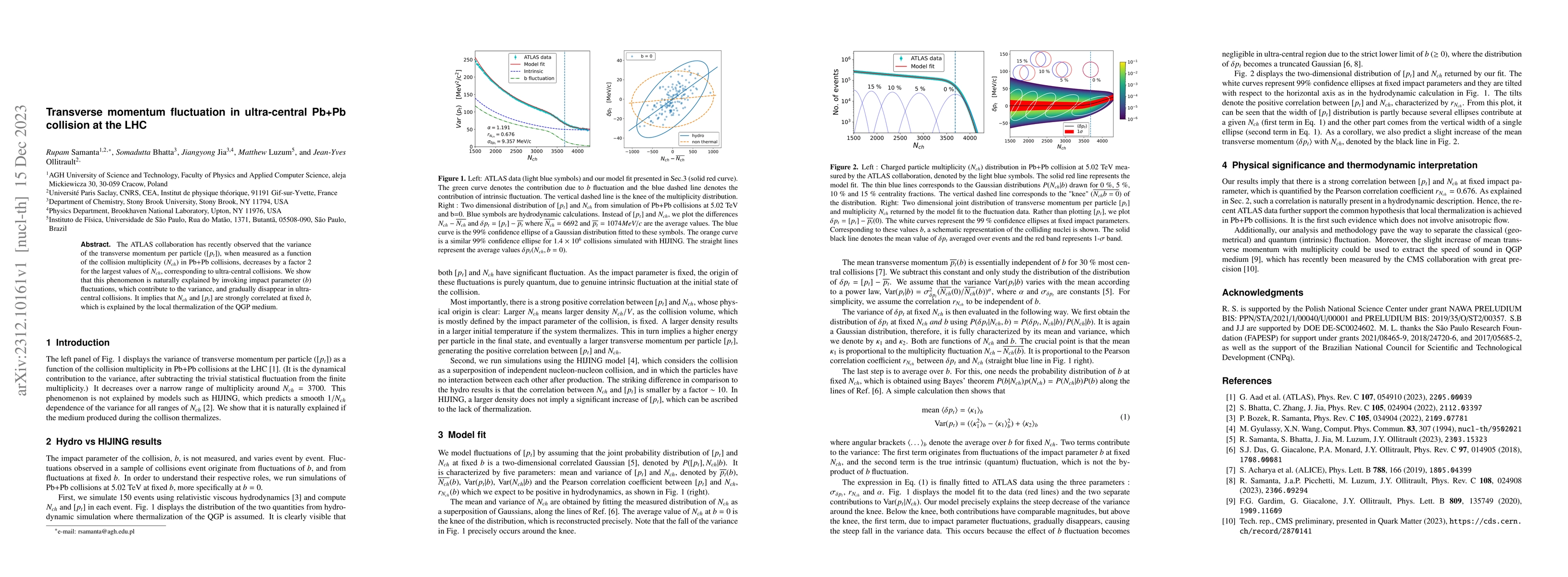 Thumbnail for Transverse momentum fluctuation in ultra-central Pb+Pb collision at the
  LHC