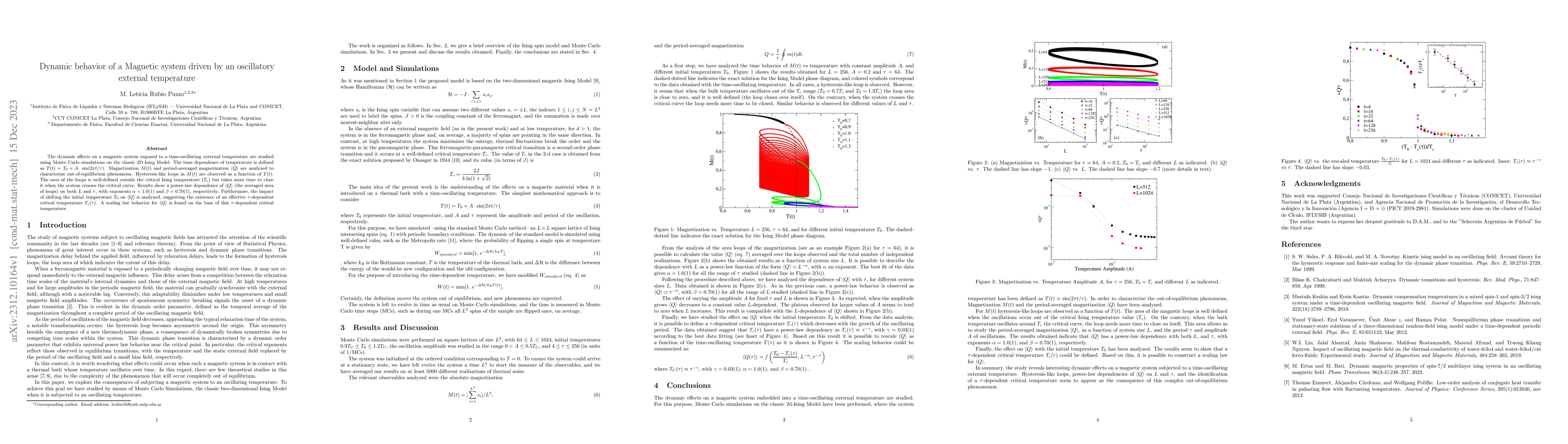Thumbnail for Dynamic behavior of a magnetic system driven by an oscillatory external
  temperature