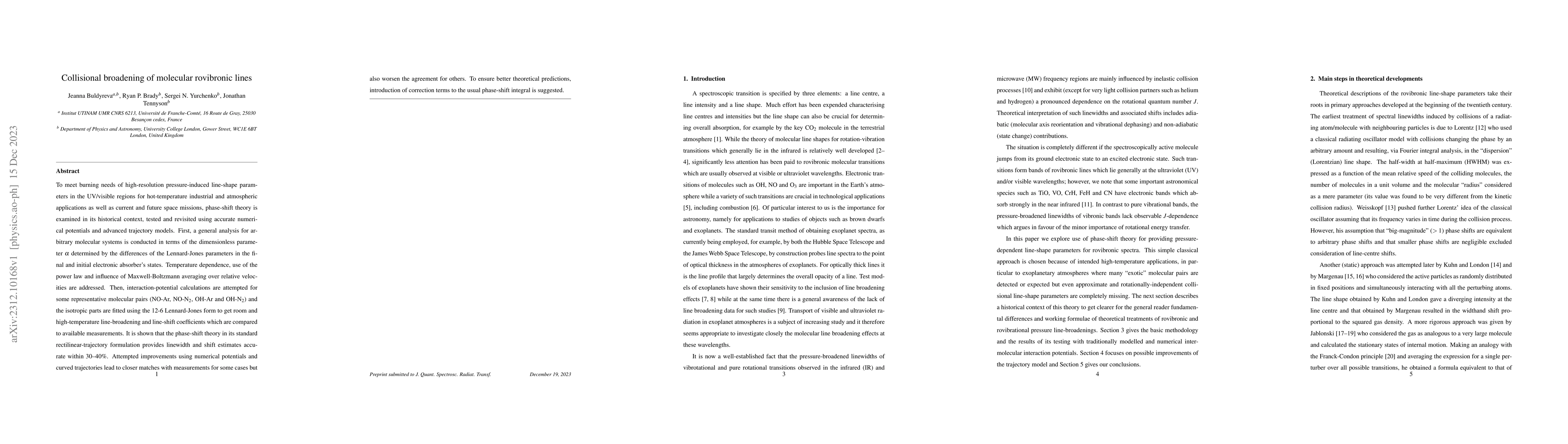 Thumbnail for Collisional broadening of molecular rovibronic lines