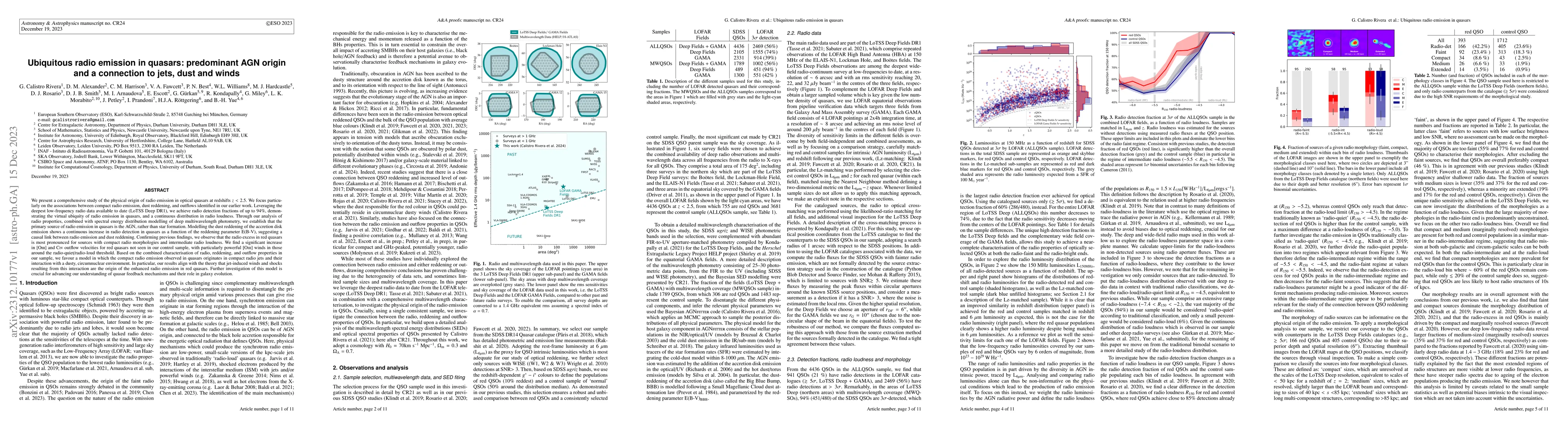 Thumbnail for Ubiquitous radio emission in quasars: predominant AGN origin and a
  connection to jets, dust and winds