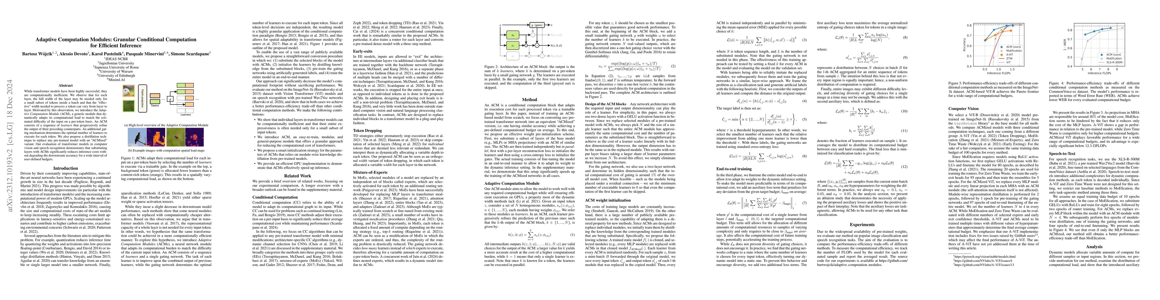 Thumbnail for Adaptive Computation Modules: Granular Conditional Computation For
  Efficient Inference