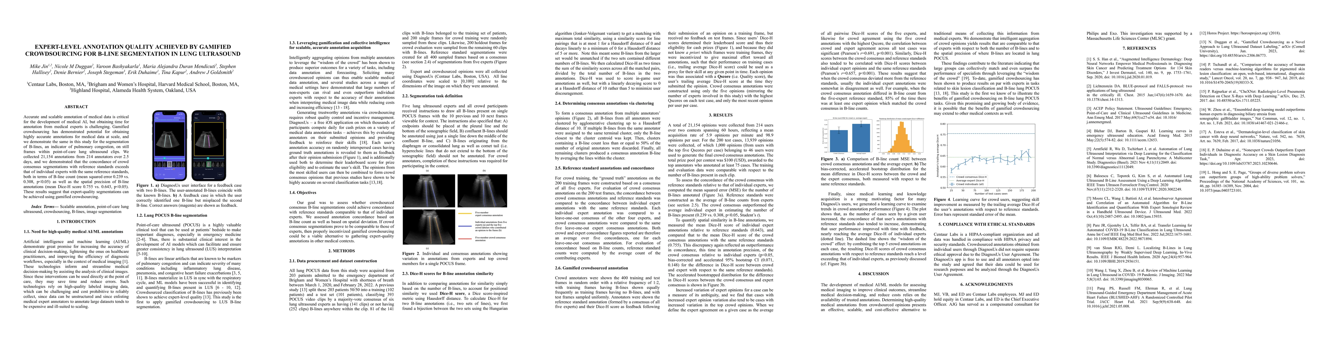 Thumbnail for Expert-Level Annotation Quality Achieved by Gamified Crowdsourcing for
  B-line Segmentation in Lung Ultrasound