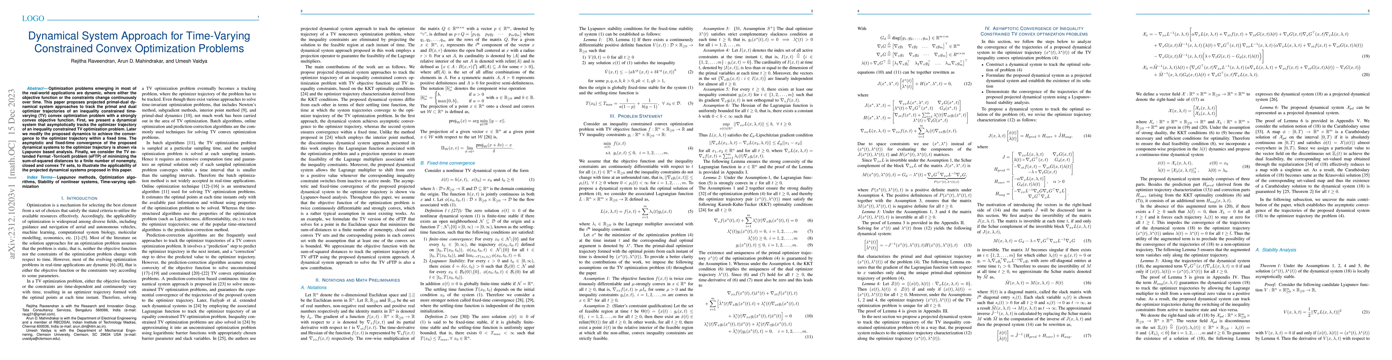 Thumbnail for Dynamical System Approach for Time-Varying Constrained Convex
  Optimization Problems