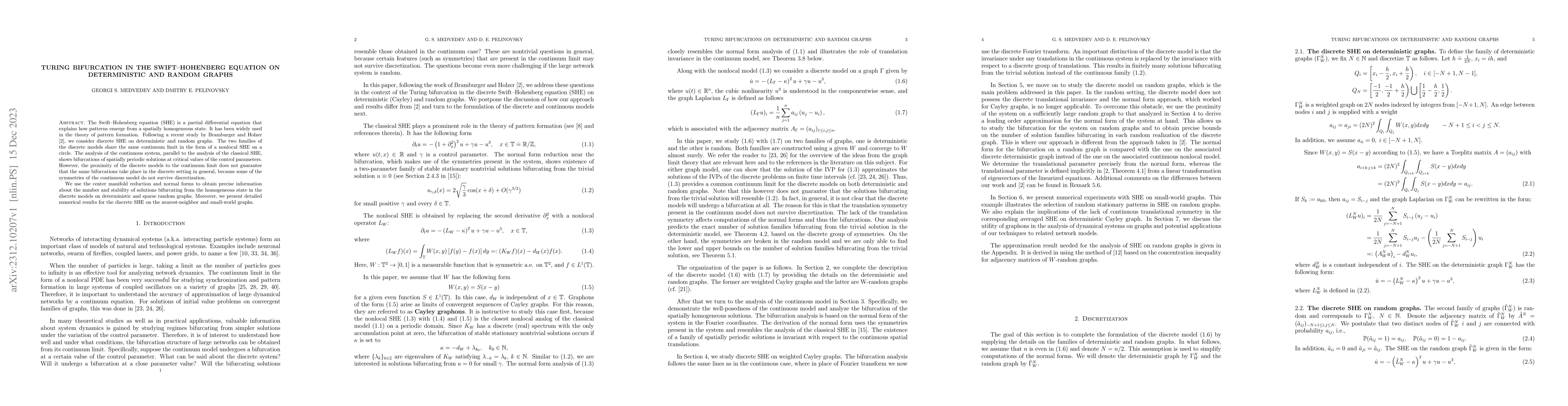 Thumbnail for Turing bifurcation in the Swift-Hohenberg equation on deterministic and
  random graphs