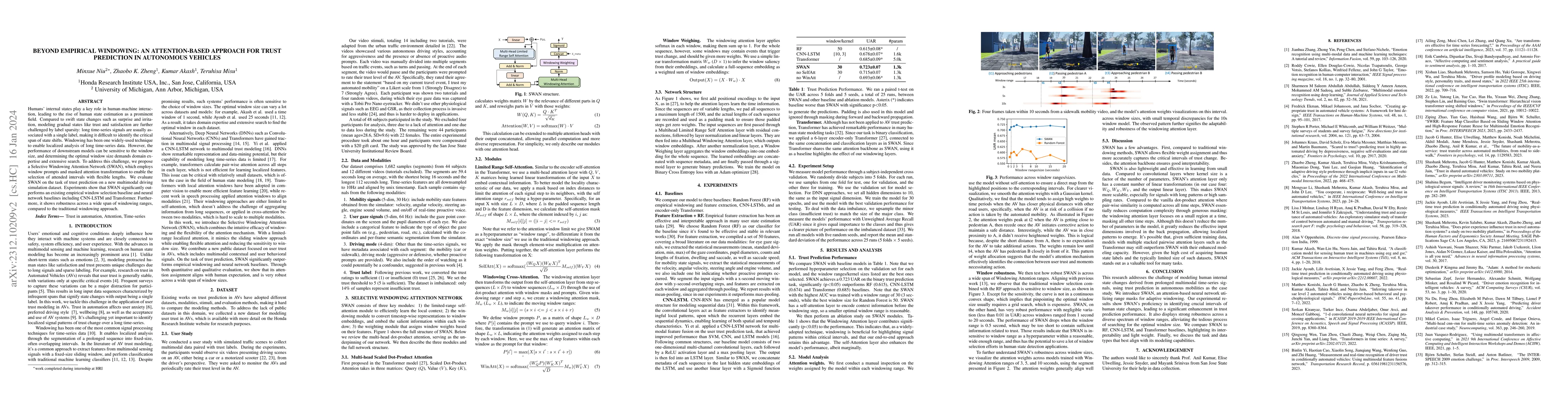 Thumbnail for Beyond Empirical Windowing: An Attention-Based Approach for Trust
  Prediction in Autonomous Vehicles
