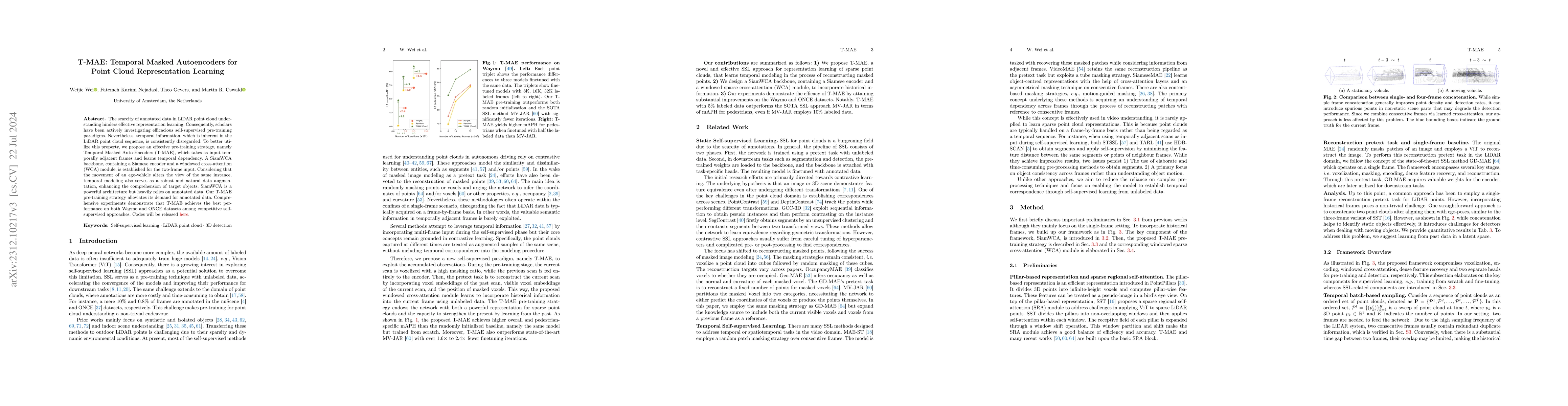 Thumbnail for T-MAE: Temporal Masked Autoencoders for Point Cloud Representation
  Learning