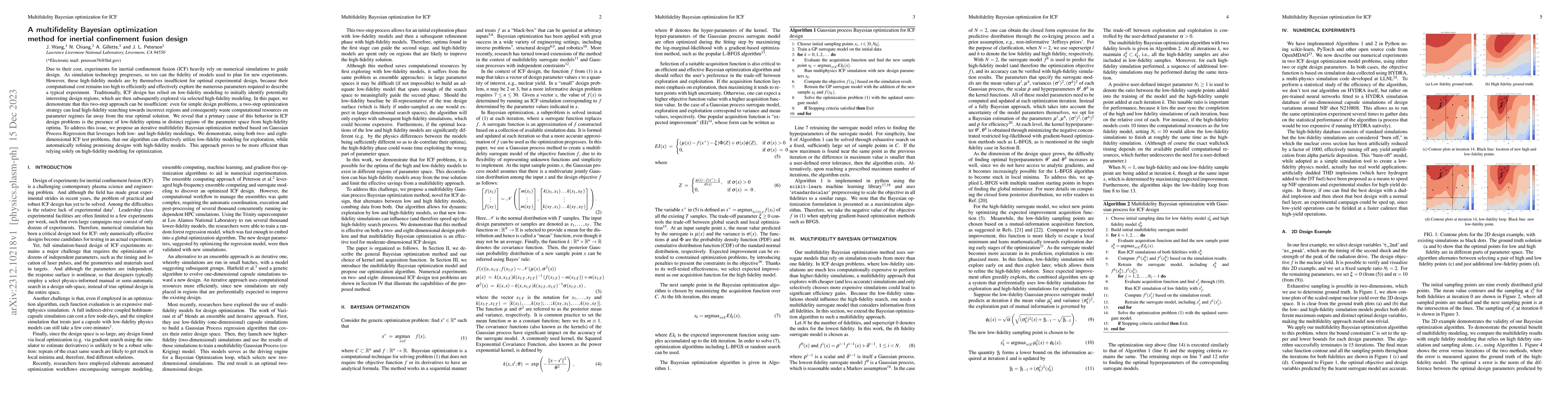 Thumbnail for A multifidelity Bayesian optimization method for inertial confinement
  fusion design