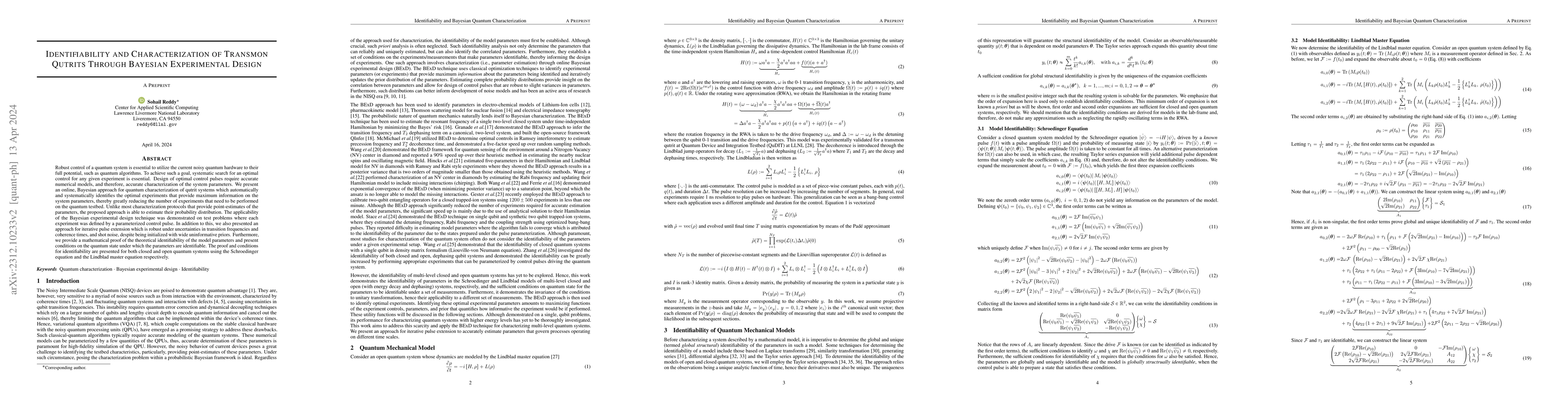 Thumbnail for Identifiability and Characterization of Transmon Qutrits Through
  Bayesian Experimental Design