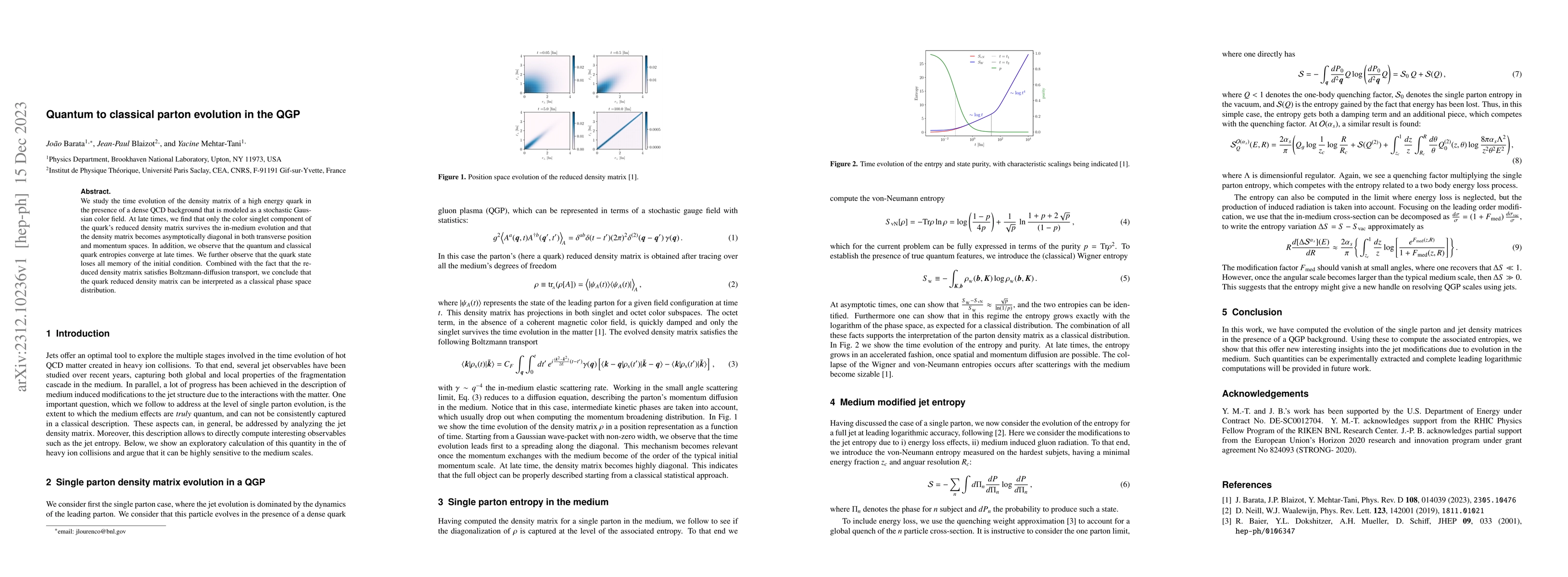 Thumbnail for Quantum to classical parton evolution in the QGP
