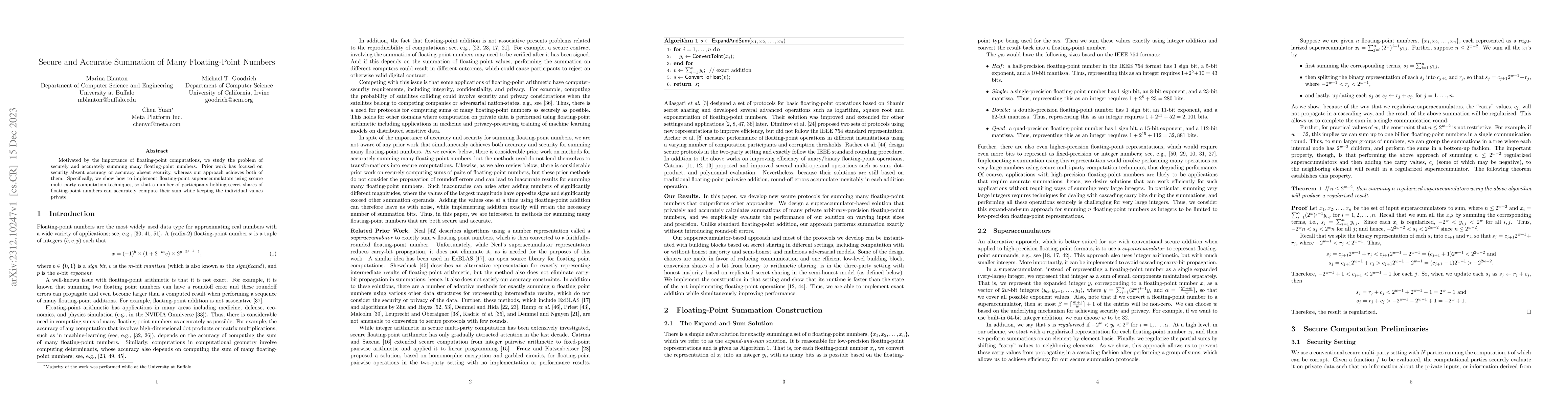 Thumbnail for Secure and Accurate Summation of Many Floating-Point Numbers