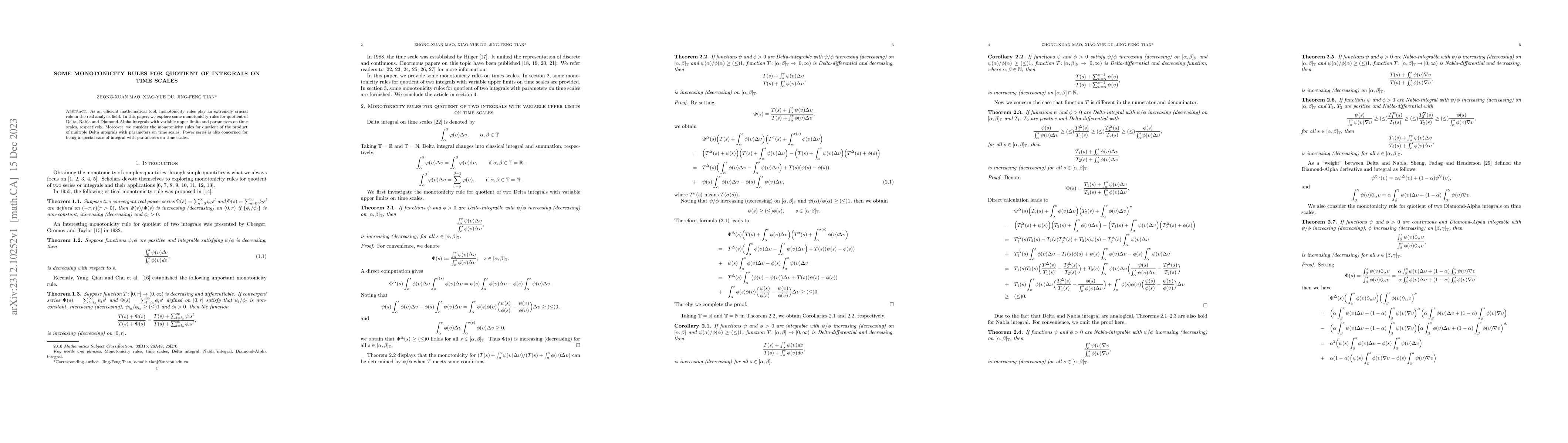 Thumbnail for Some monotonicity rules for quotient of integrals on time scales