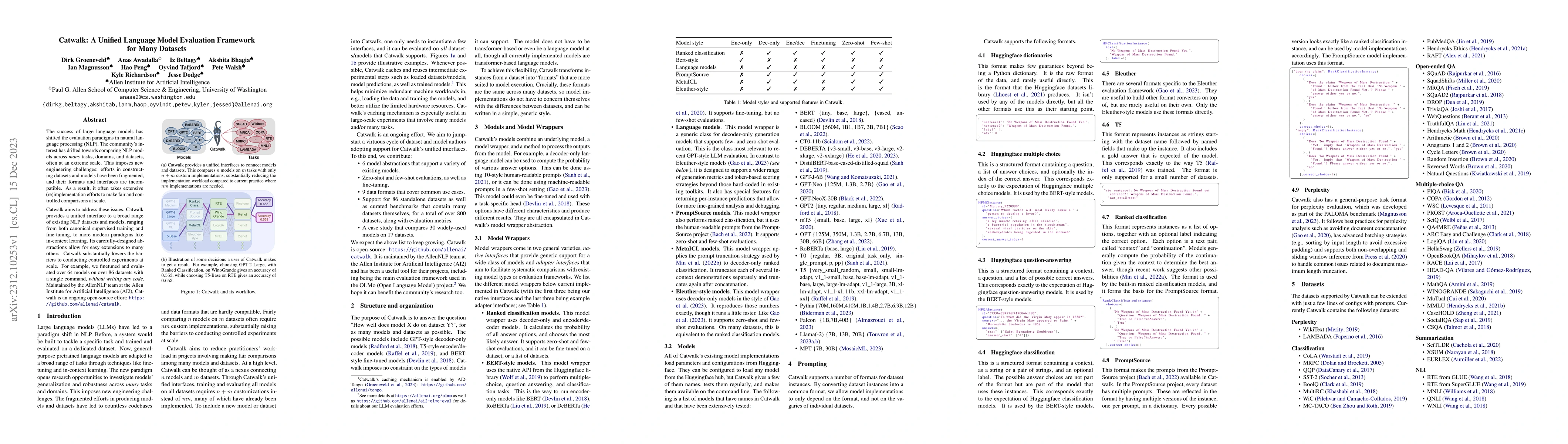 Thumbnail for Catwalk: A Unified Language Model Evaluation Framework for Many Datasets