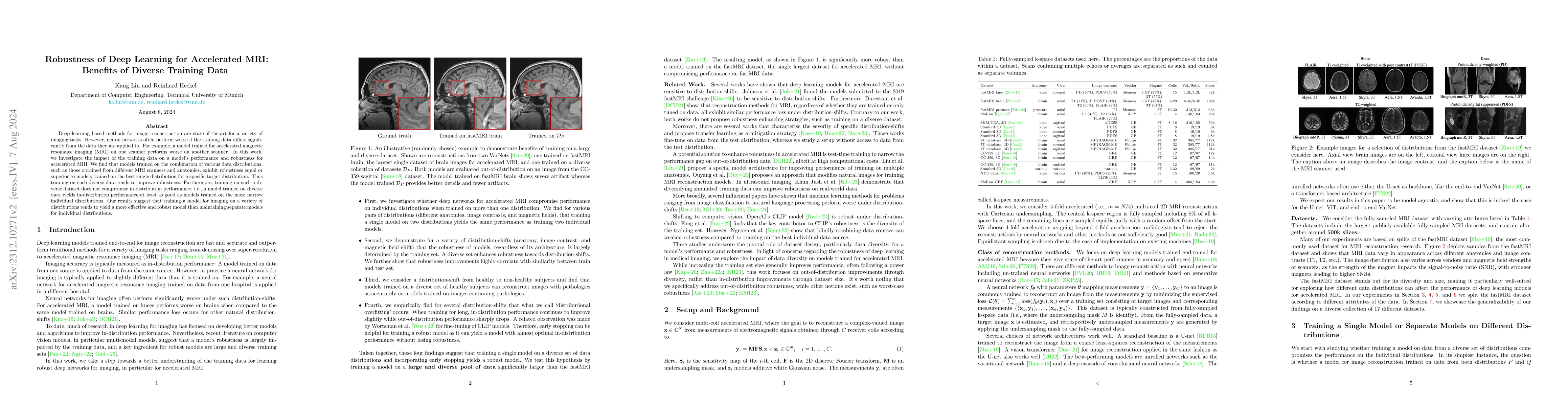 Thumbnail for Robustness of Deep Learning for Accelerated MRI: Benefits of Diverse
  Training Data