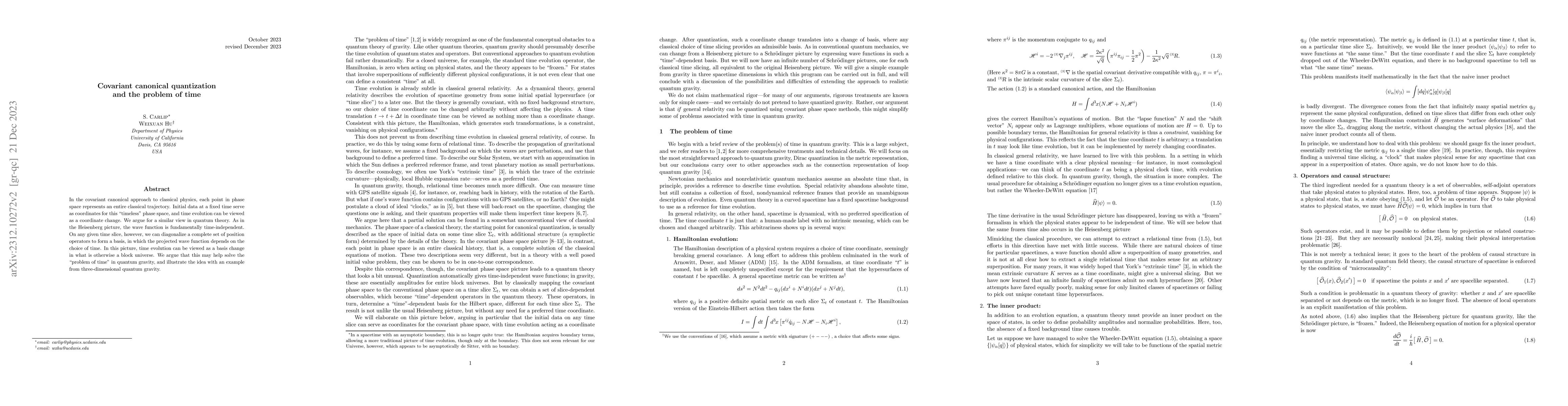Thumbnail for Covariant canonical quantization and the problem of time
