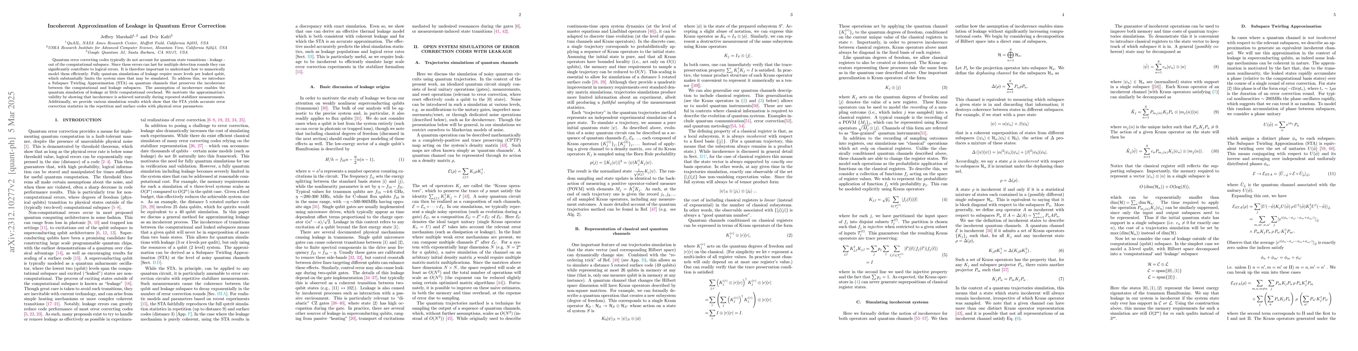 Thumbnail for Incoherent Approximation of Leakage in Quantum Error Correction