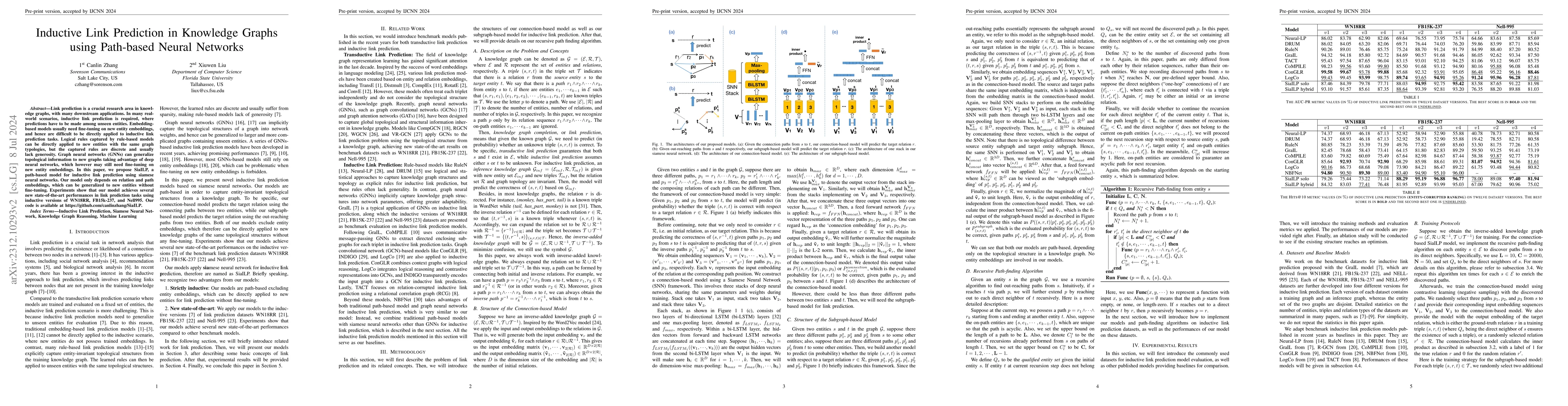 Thumbnail for Inductive Link Prediction in Knowledge Graphs using Path-based Neural
  Networks