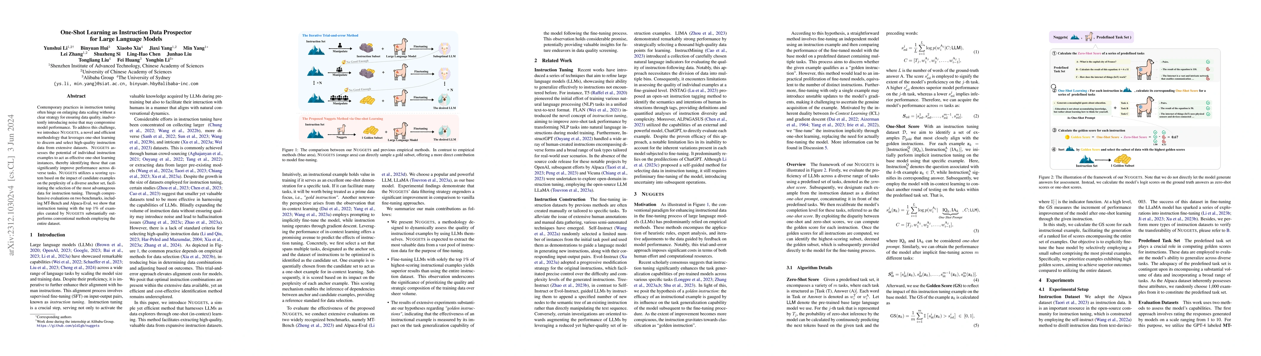 Thumbnail for One-Shot Learning as Instruction Data Prospector for Large Language
  Models