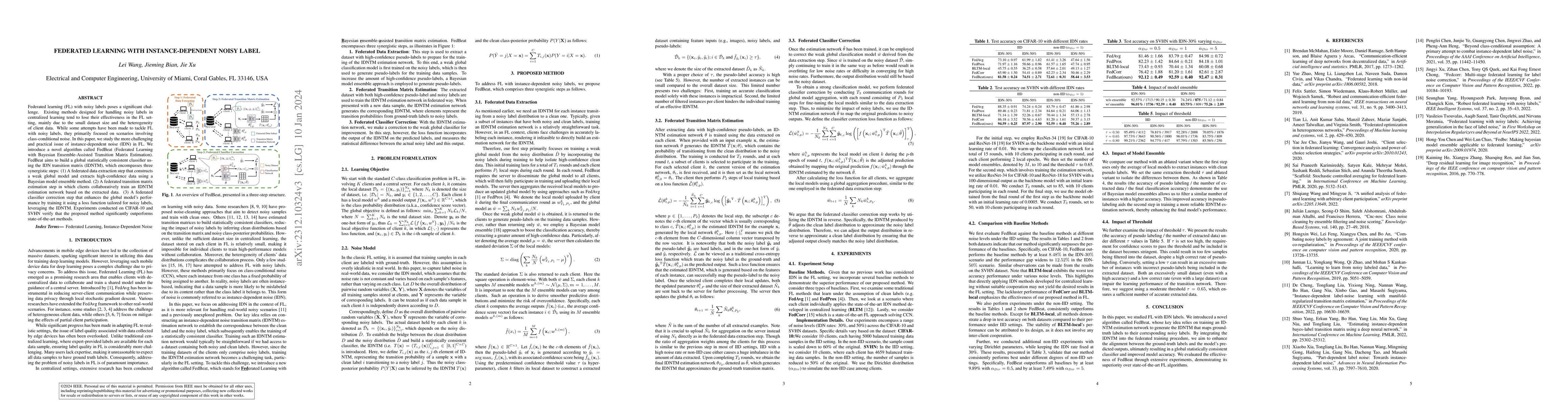 Thumbnail for Federated Learning with Instance-Dependent Noisy Label