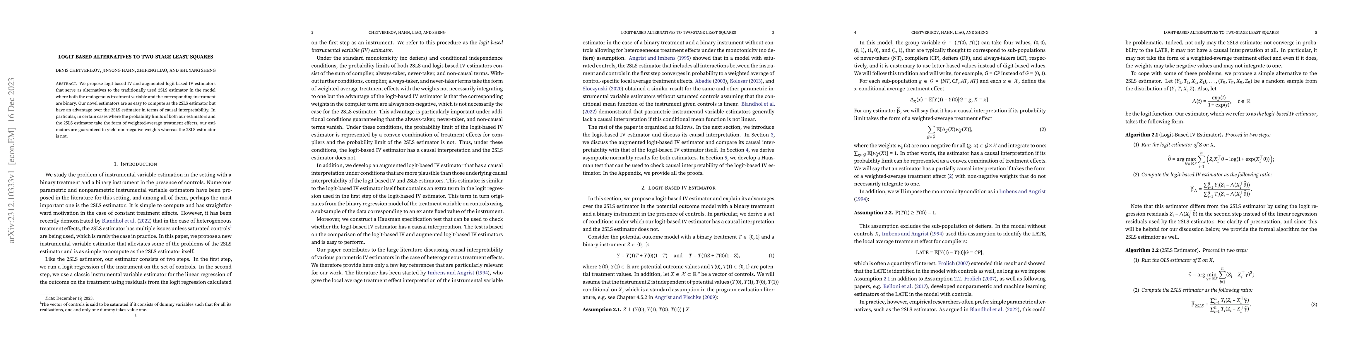 Thumbnail for Logit-based alternatives to two-stage least squares