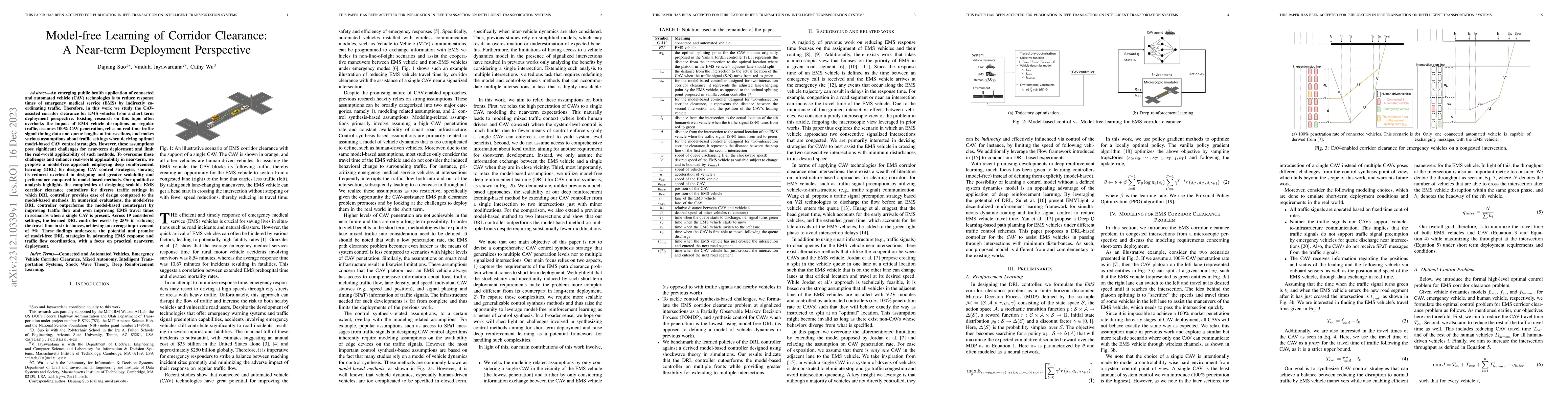 Thumbnail for Model-free Learning of Corridor Clearance: A Near-term Deployment
  Perspective